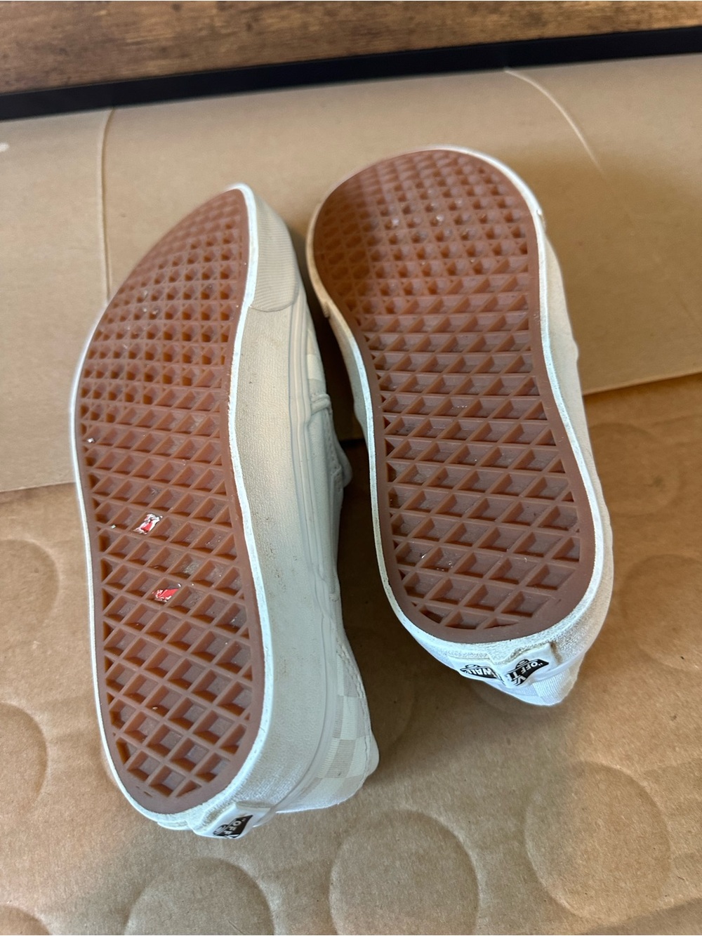 VANS Classic Slip-On Low Top Checkerboard Canvas Sneakers White/Gray Women’s - Picture 5 of 6